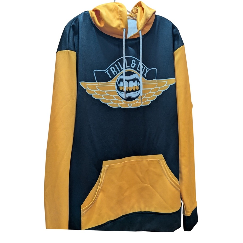 Trill & Lux Mens Hoodie XL Jordan 4 Lightning Inspired Wings Graphic Streetwear - Picture 2 of 10
